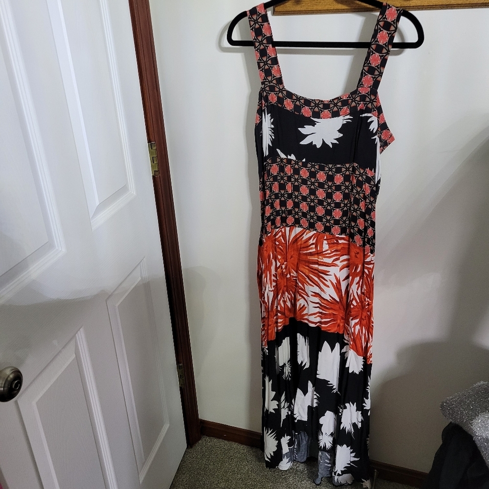MSK Floral‎ Patterned Midi Dress, Size XL